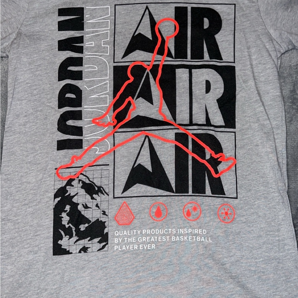 Jordan Gray Tee with Red Outline